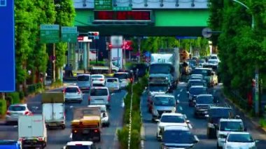 Tokyo 'da Kanpachi Bulvarında şehir Caddesi bir timelapse gündüz geniş çekim