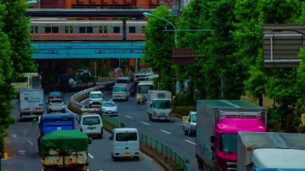 A TimeLapse a belvárosi utcán kanpachi Avenue Tokióban nappali széles lövés — Stock videók