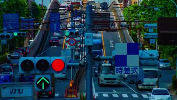 Tokyo 'da Kanpachi Bulvarında şehir Caddesi bir timelapse gündüz geniş çekim — Stok video
