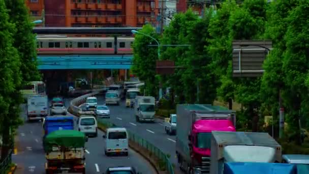 O scurgere de timp a străzii din centrul orașului pe bulevardul Kanpachi din Tokyo — Videoclip de stoc