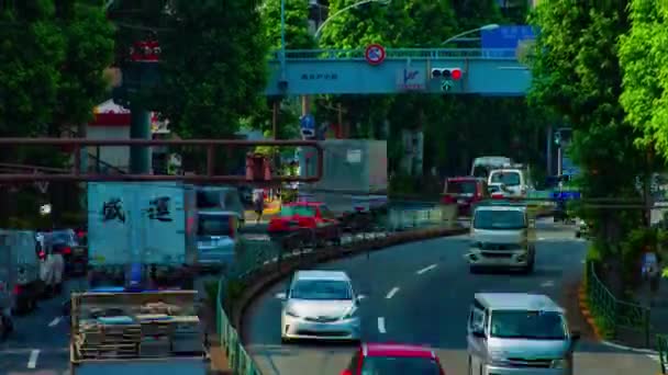 A timelapse of downtown street at Kanpachi avenue in Tokyo daytime wide shot — Stock Video