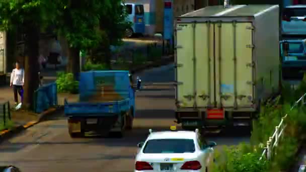 Een timelapse van Downtown Street op Kanpachi Avenue in Tokio overdag breed schot — Stockvideo