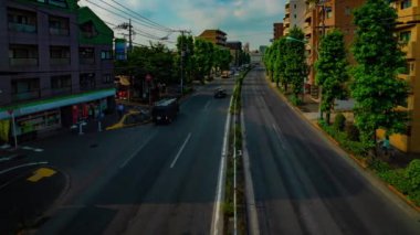 Tokyo 'da Kanpachi Bulvarında şehir Caddesi bir timelapse gündüz geniş çekim