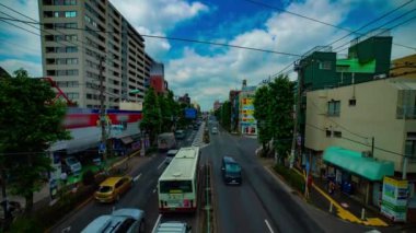 Tokyo 'da Kanpachi Bulvarında şehir Caddesi bir timelapse gündüz geniş çekim