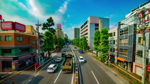 A timelapse of downtown street at Kanpachi avenue in Tokyo daytime wide shot — Stock Video