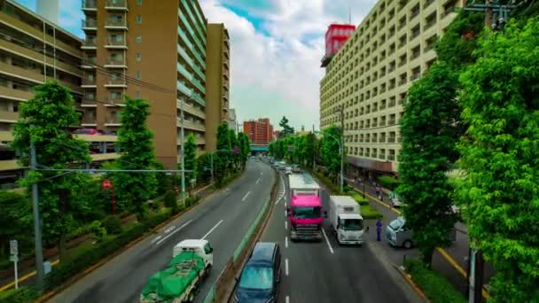 Μια χρονική χρονική διάρκεια της οδού κέντρο στη λεωφόρο Kanpachi στο Τόκιο την ημερήσια βολή — Αρχείο Βίντεο