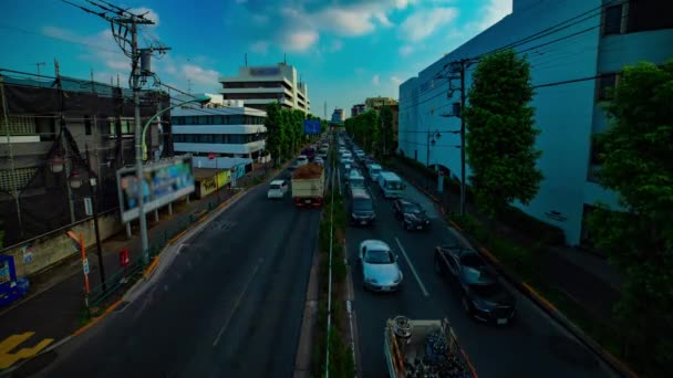 A timelapse of downtown street at Kanpachi avenue in Tokyo daytime wide shot — Stock Video