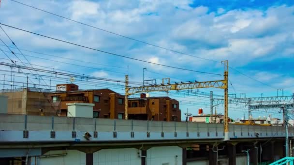 Uma cronologia da ferrovia no centro da cidade de Tóquio durante o dia — Vídeo de Stock