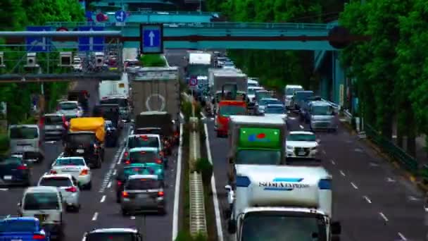 Eine Autostraße in der Kanpachi-Allee in Tokio im Zeitraffer — Stockvideo