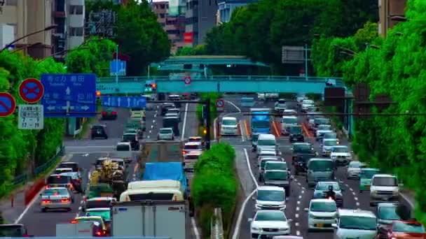 A timelapse of car street at Kanpachi avenue in Tokyo daytime wide shot — Stock Video