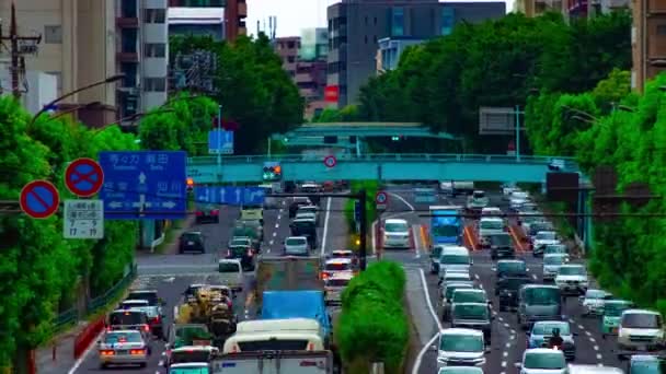 A timelapse of car street at Kanpachi avenue in Tokyo daytime wide shot — Stock Video