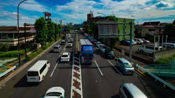 A timelapse of car street at Kanpachi avenue in Tokyo daytime wide shot — Stock Video