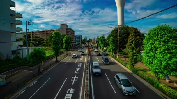 Un intemporel de rue de voiture à l'avenue Kanpachi à Tokyo plan d'ensemble diurne — Video