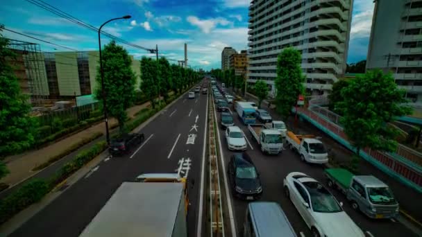 A timelapse of car street at Kanpachi avenue in Tokyo daytime wide shot — Stock Video