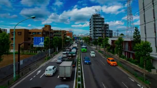 A timelapse of car street at Kanpachi avenue in Tokyo daytime wide shot — Stock Video