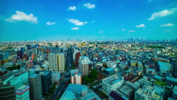 Timelapse panoramiczny widok na miejskie miasto w Nerima Tokio w ciągu dnia szeroki strzał — Wideo stockowe