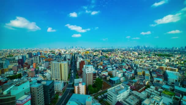 Timelapse panoramiczny widok na miejskie miasto w Nerima Tokio w ciągu dnia szeroki strzał — Wideo stockowe