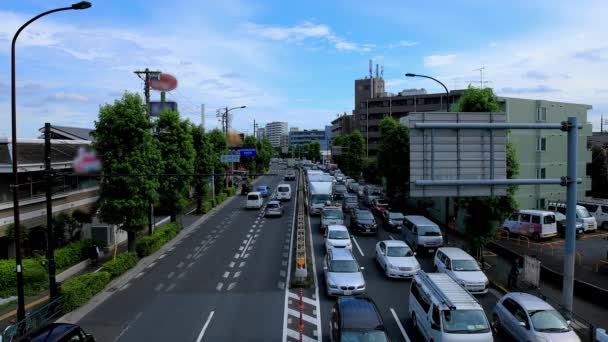 Tokyo gündüz geniş atış Kanpachi caddesinde Downtown sokak — Stok video