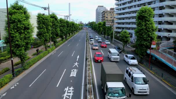 Strada del centro di Kanpachi Avenue a Tokyo in pieno giorno — Video Stock