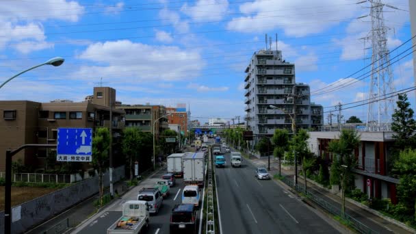 Downtown street at Kanpachi avenue in Tokyo daytime wide shot — Stock Video