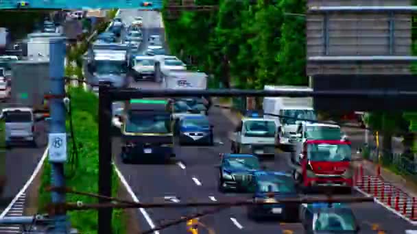 도쿄 의 Kanpachi 거리에 있는 자동차 도로의 시간 축 사진은 낮에 광범위 한 샷 — 비디오