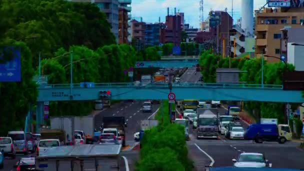 A timelapse of car street at Kanpachi avenue in Tokyo daytime wide shot — Stock Video