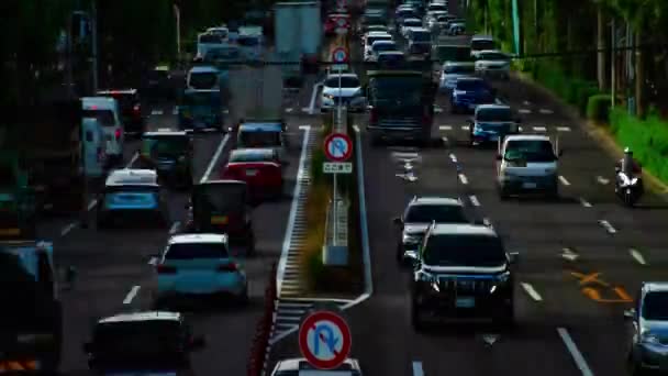 Eine Autostraße in der Kanpachi-Allee in Tokio im Zeitraffer — Stockvideo