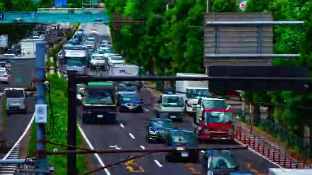 도쿄 의 Kanpachi 거리에 있는 자동차 도로의 시간 축 사진은 낮에 광범위 한 샷 — 비디오