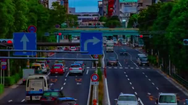 Timelapse ulicy samochodu na Kanpachi alei w Tokio dzienny szeroki strzał — Wideo stockowe