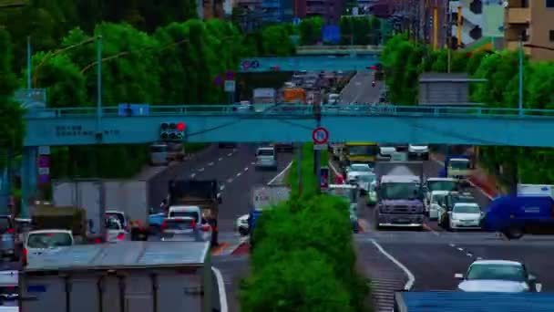 Een timelapse van de automobiel straat op Kanpachi avenue in Tokio dag monding schot — Stockvideo