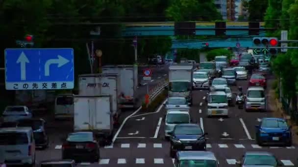 En timelapse av bil gata på Kanpachi avenyn i Tokyo dagtid bred skott — Stockvideo