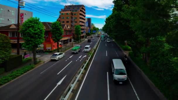 Ένα timelapse της οδού αυτοκινήτων σε Kanpachi avenue στο Τόκιο ημέρα ευρύ πλάνο — Αρχείο Βίντεο