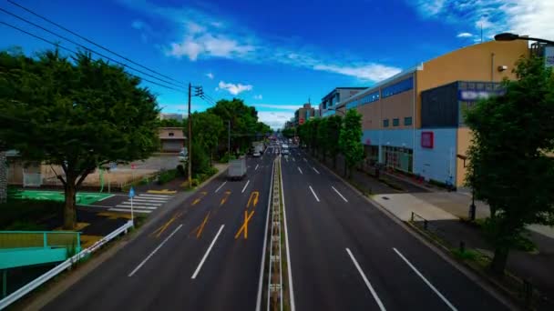 En timelapse av bil gata på Kanpachi avenyn i Tokyo dagtid bred skott — Stockvideo