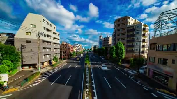 Timelapse ulicy samochodu na Kanpachi alei w Tokio dzienny szeroki strzał — Wideo stockowe