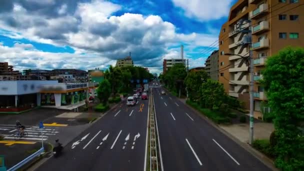 En timelapse av bil gata på Kanpachi avenyn i Tokyo dagtid bred skott — Stockvideo