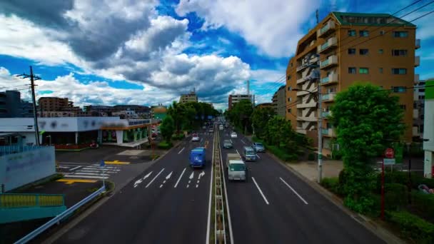 Ένα timelapse της οδού αυτοκινήτων σε Kanpachi avenue στο Τόκιο ημέρα ευρύ πλάνο — Αρχείο Βίντεο