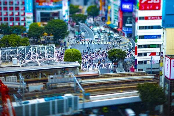 Shibuya cruzamento em Tóquio tiltshift de alto ângulo — Fotografia de Stock