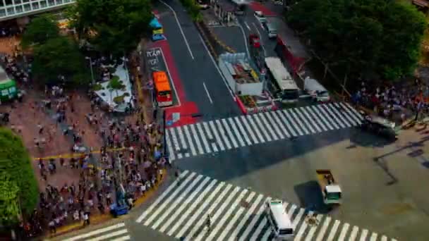 A timelapse at Shibuya crossing in Tokyo high angle wide shot — Stock Video