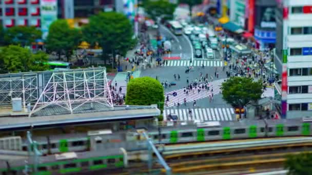 V době přechodu na Shibuya v Tokiu s vysokým úhlem posunu — Stock video