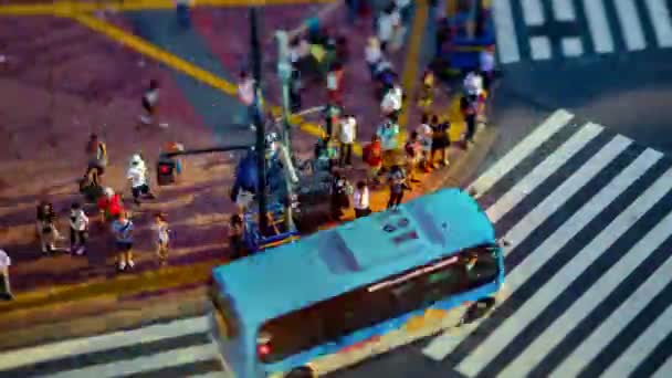 En Timelapse på Shibuya Crossing i Tokyo hög vinkel TiltShift — Stockvideo