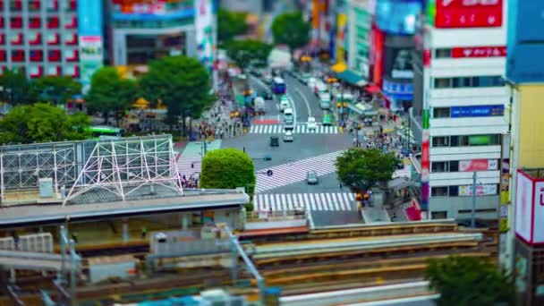 Een timelapse bij Shibuya Crossing in Tokyo High Angle kantelen — Stockvideo