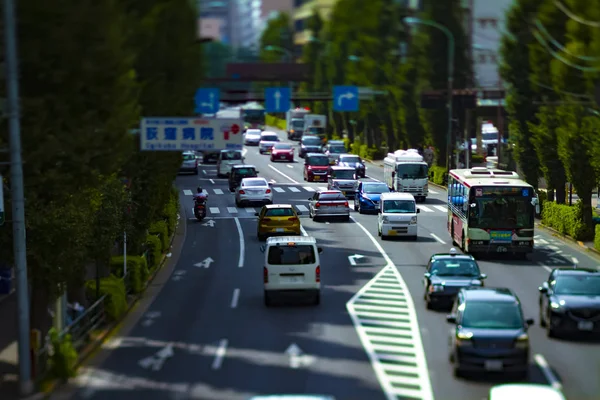 A downtown street at Oume avenue in Tokyo daytime tiltshift — Stock Photo, Image