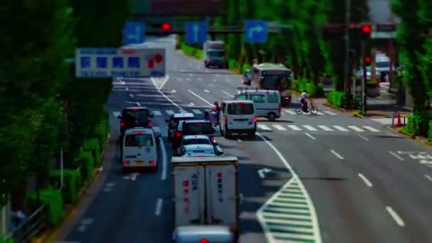 A timelapse of downtown street at Oume avenue in Tokyo daytime tiltshift zoom — Stock Video