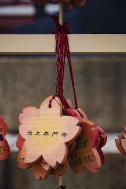 Tokyo closeup Ikegami honmonji tapınağında Adak tabletleri