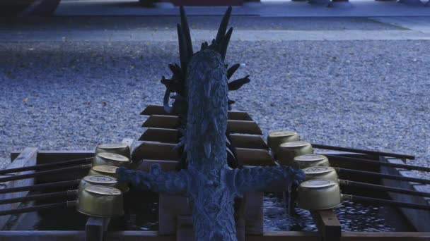 Reinigungstrog im Ikegami Honmonji Tempel in Tokio — Stockvideo