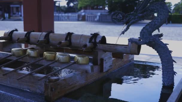 Reinigungstrog im Ikegami Honmonji Tempel in Tokio — Stockvideo