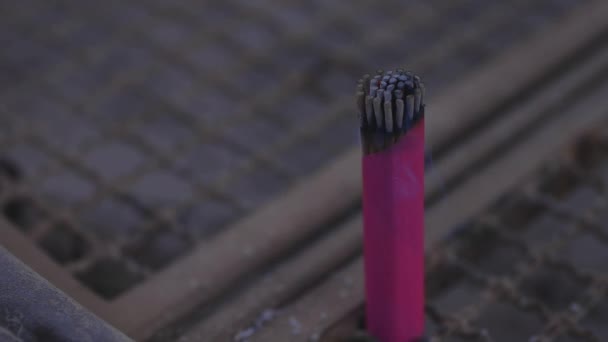 在东京的池木山寺吸烟香掌 — 图库视频影像