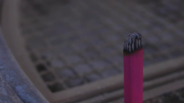 Smoking incense at Ikegami honmonji temple in Tokyo handheld — Stock Video
