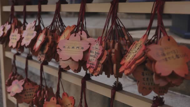 Comprimidos votivos no templo de Ikegami honmonji em Tóquio — Vídeo de Stock