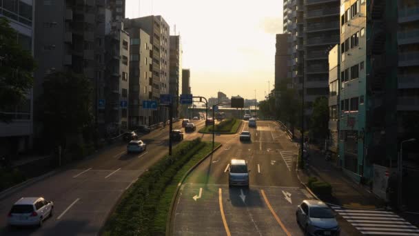 Tokyo gündüz geniş atış Inokashira caddesinde bir şehir sokak — Stok video